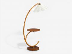 Swedish Modern Floor Lamp with Shelf Birch Brass Sweden 1930s - 4503076
