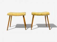 Swedish Modern Footstools Imitation Fur Wood Sweden 1950s - 4499464