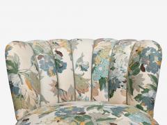 Swedish Modern Lounge Chair Floral Fabric Beech Sweden 1950s - 4491541