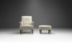 Swedish Modern Lounge Chair with Footstool Sweden 1940s - 2700314