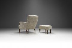 Swedish Modern Lounge Chair with Footstool Sweden 1940s - 2700316