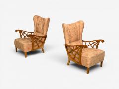 Swedish Modern Lounge Chairs Braided Wood Fabric Sweden 1930s - 4603413