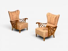 Swedish Modern Lounge Chairs Braided Wood Fabric Sweden 1930s - 4603415