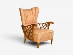 Swedish Modern Lounge Chairs Braided Wood Fabric Sweden 1930s - 4603417