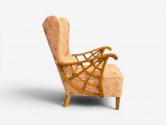 Swedish Modern Lounge Chairs Braided Wood Fabric Sweden 1930s - 4603419