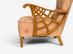 Swedish Modern Lounge Chairs Braided Wood Fabric Sweden 1930s - 4603424