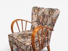 Swedish Modern Lounge Chairs Elm Floral Fabric Sweden 1940s - 4803730