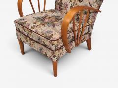 Swedish Modern Lounge Chairs Elm Floral Fabric Sweden 1940s - 4803731
