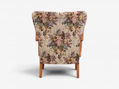 Swedish Modern Lounge Chairs Elm Floral Fabric Sweden 1940s - 4803734