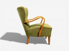Swedish Modern Lounge Chairs Elm Green Fabric Sweden 1930s - 4491892