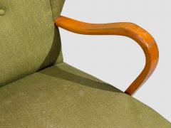 Swedish Modern Lounge Chairs Elm Green Fabric Sweden 1930s - 4491894
