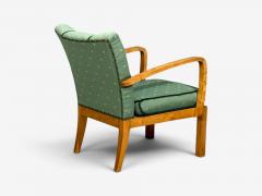Swedish Modern Lounge Chairs Hardwood Fabric Sweden 1940s - 4754970