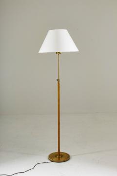 Swedish Modern Midcentury Floor Lamp in Brass and Rattan 1940s - 835521