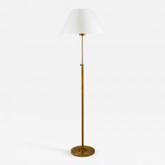 Swedish Modern Midcentury Floor Lamp in Brass and Rattan 1940s - 836225