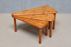 Swedish Modern Modular Fan Shaped Coffee Table in Solid Pine Wood 1960s - 4574479