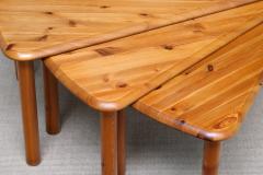Swedish Modern Modular Fan Shaped Coffee Table in Solid Pine Wood 1960s - 4574480