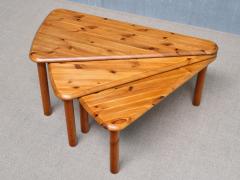 Swedish Modern Modular Fan Shaped Coffee Table in Solid Pine Wood 1960s - 4574484