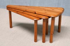 Swedish Modern Modular Fan Shaped Coffee Table in Solid Pine Wood 1960s - 4574485