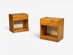 Swedish Modern Nightstands Pine Leather Sweden 1970s - 4751453