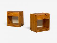 Swedish Modern Nightstands Pine Leather Sweden 1970s - 4751454