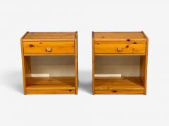 Swedish Modern Nightstands Pine Leather Sweden 1970s - 4751456