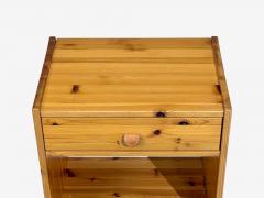 Swedish Modern Nightstands Pine Leather Sweden 1970s - 4751462