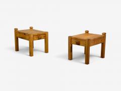 Swedish Modern Nightstands Pine Leather Sweden 1970s - 4753453