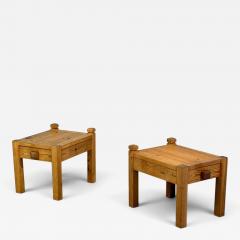 Swedish Modern Nightstands Pine Leather Sweden 1970s - 4753770
