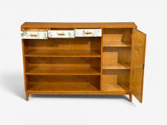 Swedish Modern Nordens Flora Bookcase Birch Floral Lithographs Sweden 1940s - 4751896