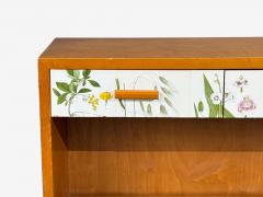 Swedish Modern Nordens Flora Bookcase Birch Floral Lithographs Sweden 1940s - 4751898