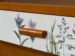 Swedish Modern Nordens Flora Bookcase Birch Floral Lithographs Sweden 1940s - 4751899