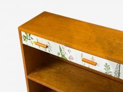 Swedish Modern Nordens Flora Bookcase Birch Floral Lithographs Sweden 1940s - 4751901