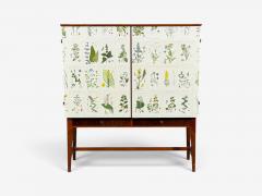 Swedish Modern Nordens Flora Cabinet Birch Floral Lithographs Sweden 1940s - 4751329