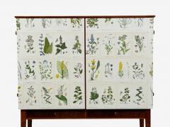 Swedish Modern Nordens Flora Cabinet Birch Floral Lithographs Sweden 1940s - 4751330
