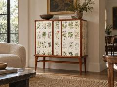 Swedish Modern Nordens Flora Cabinet Mahogany Lithographs Sweden 1940s - 4774193
