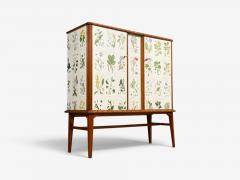 Swedish Modern Nordens Flora Cabinet Mahogany Lithographs Sweden 1940s - 4774200