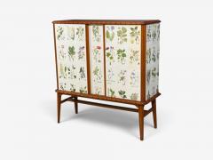 Swedish Modern Nordens Flora Cabinet Mahogany Lithographs Sweden 1940s - 4774202