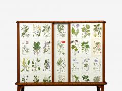 Swedish Modern Nordens Flora Cabinet Mahogany Lithographs Sweden 1940s - 4774204