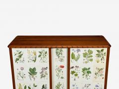 Swedish Modern Nordens Flora Cabinet Mahogany Lithographs Sweden 1940s - 4774206