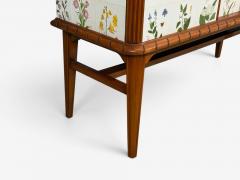 Swedish Modern Nordens Flora Cabinet Mahogany Lithographs Sweden 1940s - 4774214