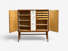 Swedish Modern Nordens Flora Cabinet Mahogany Lithographs Sweden 1940s - 4774216