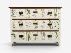 Swedish Modern Nordens Flora Dresser Brass Floral Lithographs Sweden 1930s - 4753136