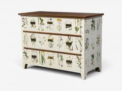 Swedish Modern Nordens Flora Dresser Brass Floral Lithographs Sweden 1930s - 4753138