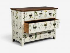 Swedish Modern Nordens Flora Dresser Brass Floral Lithographs Sweden 1930s - 4753145