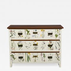 Swedish Modern Nordens Flora Dresser Brass Floral Lithographs Sweden 1930s - 4753263