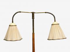 Swedish Modern Organic Floor Lamp Brass Wood Sweden 1940s - 4461658