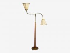 Swedish Modern Organic Floor Lamp Brass Wood Sweden 1940s - 4461660