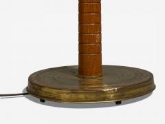Swedish Modern Organic Floor Lamp Brass Wood Sweden 1940s - 4461663
