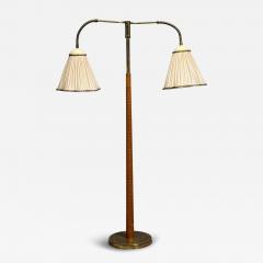 Swedish Modern Organic Floor Lamp Brass Wood Sweden 1940s - 4463884