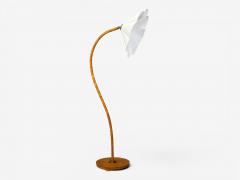 Swedish Modern Organic Floor Lamp Wood Silk Sweden 1930s - 4579092